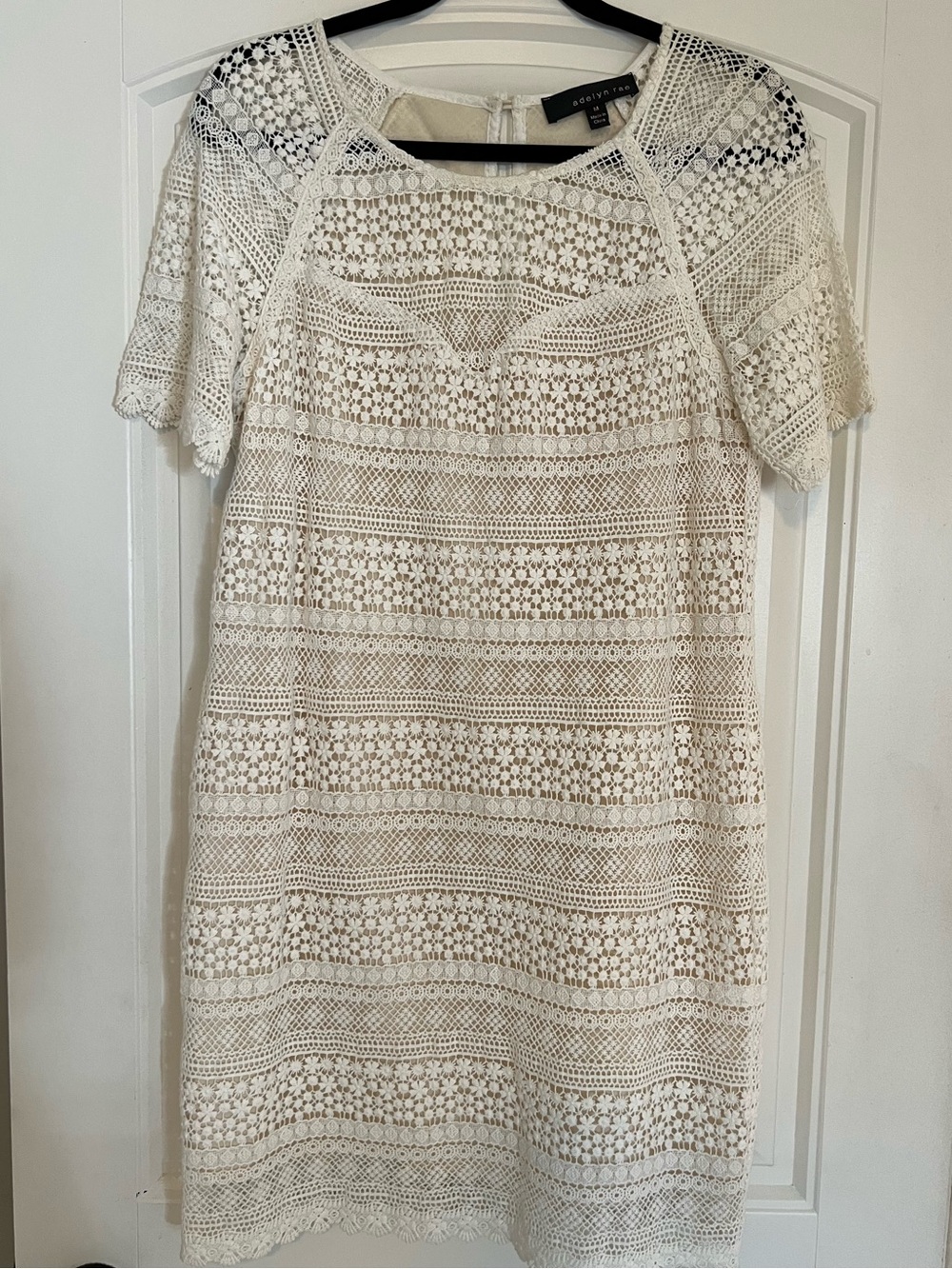 Adelyn Rae Cream Crochet Lace Shift Dress